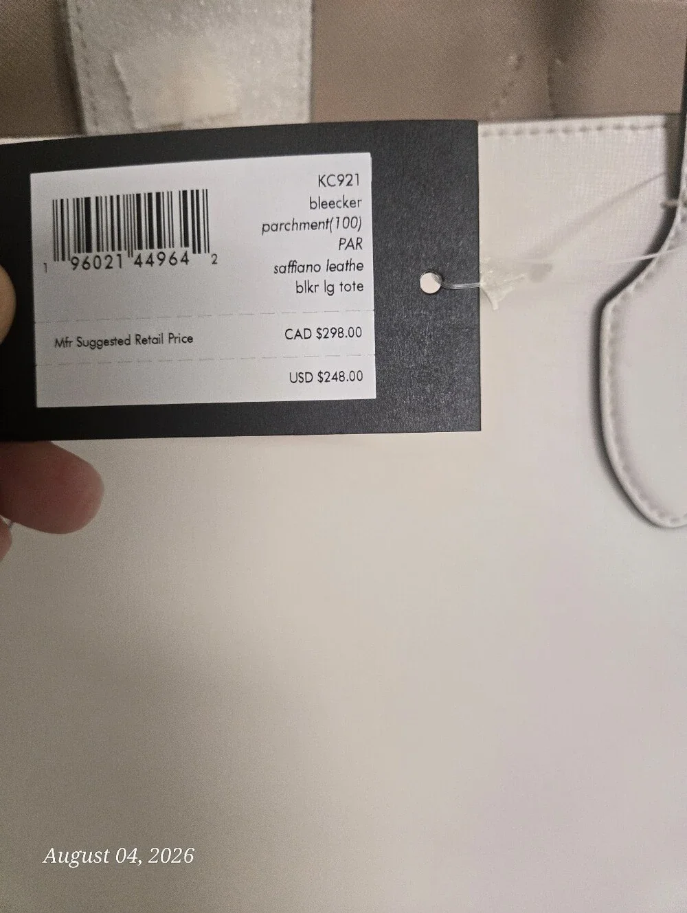 kate spade Cream Leather Bleecker Large Tote